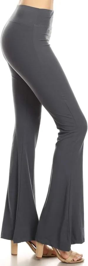Leggings Depot Women's High Waist Flared Casual, Work, Lounge Palazzo Pants-Wide Leg