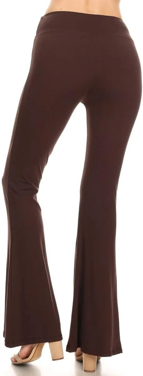 Leggings Depot Women's High Waist Flared Casual, Work, Lounge Palazzo Pants-Wide Leg
