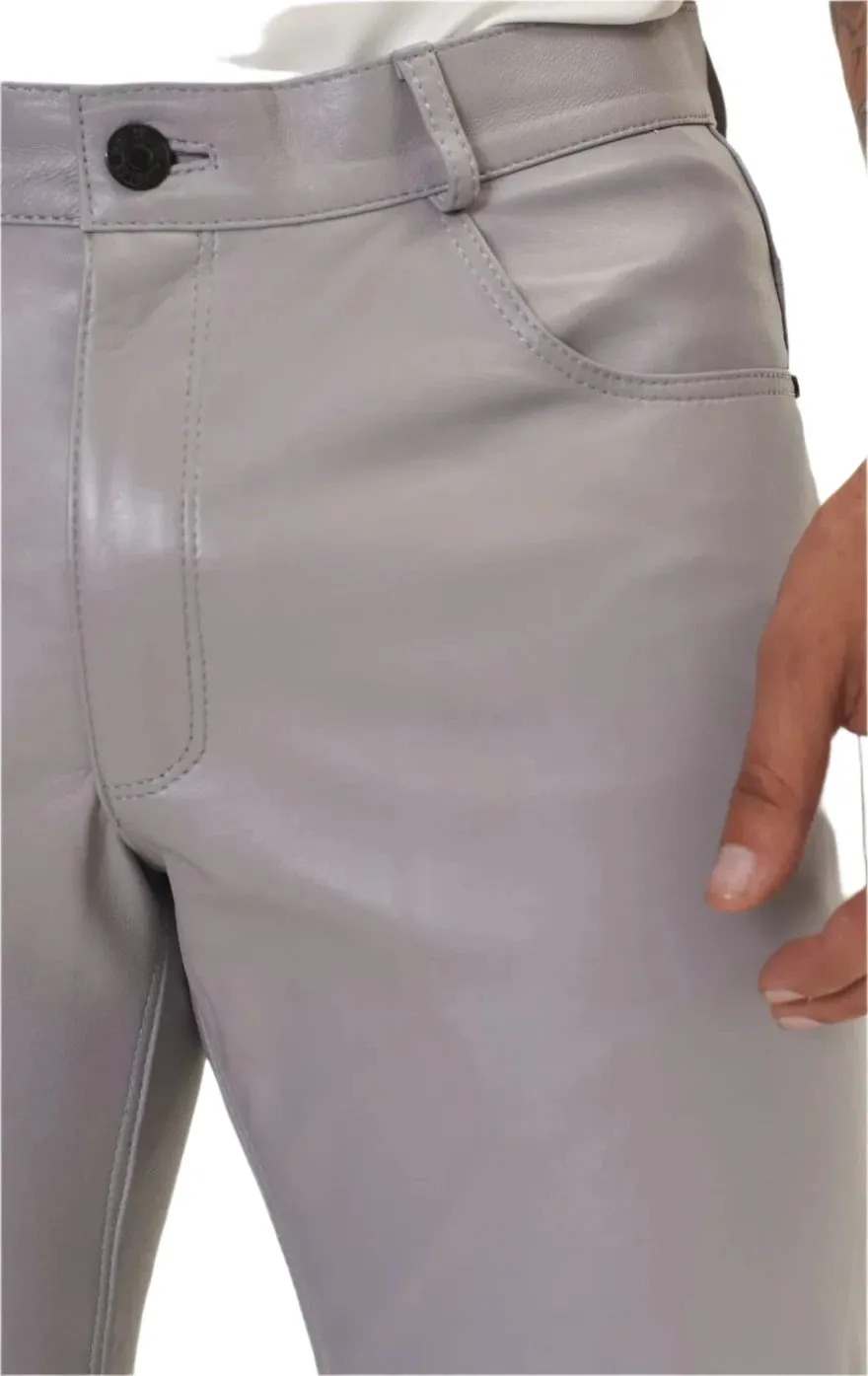 Light Grey Leather Pants