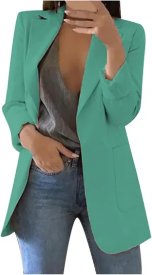Lightweight Blazer For Women 2025 Office Work Jackets Long Sleeve Solid Formal Open Front Lapel Trendy Cardigans