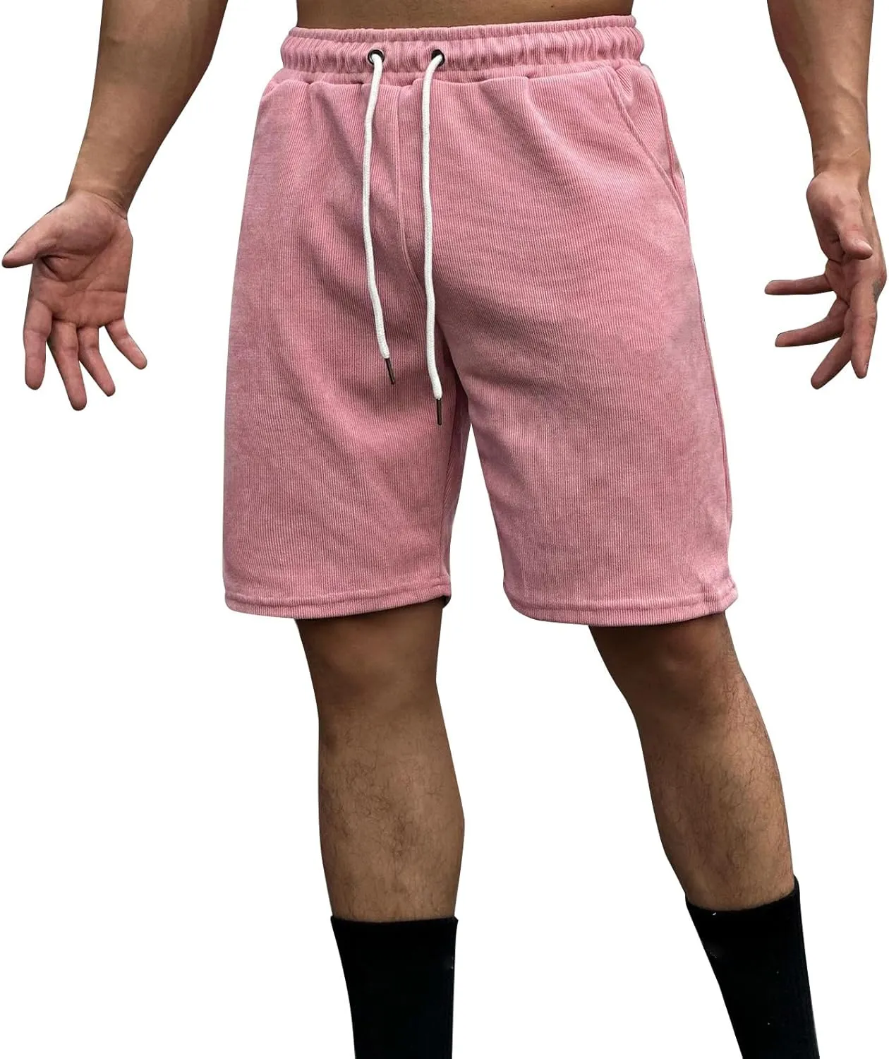 Lightweight Summer Sweat Shorts for Men Casual Stretchy Waist Drawstring Short Joggers Slim Fit Gym Workout Short with Pocket