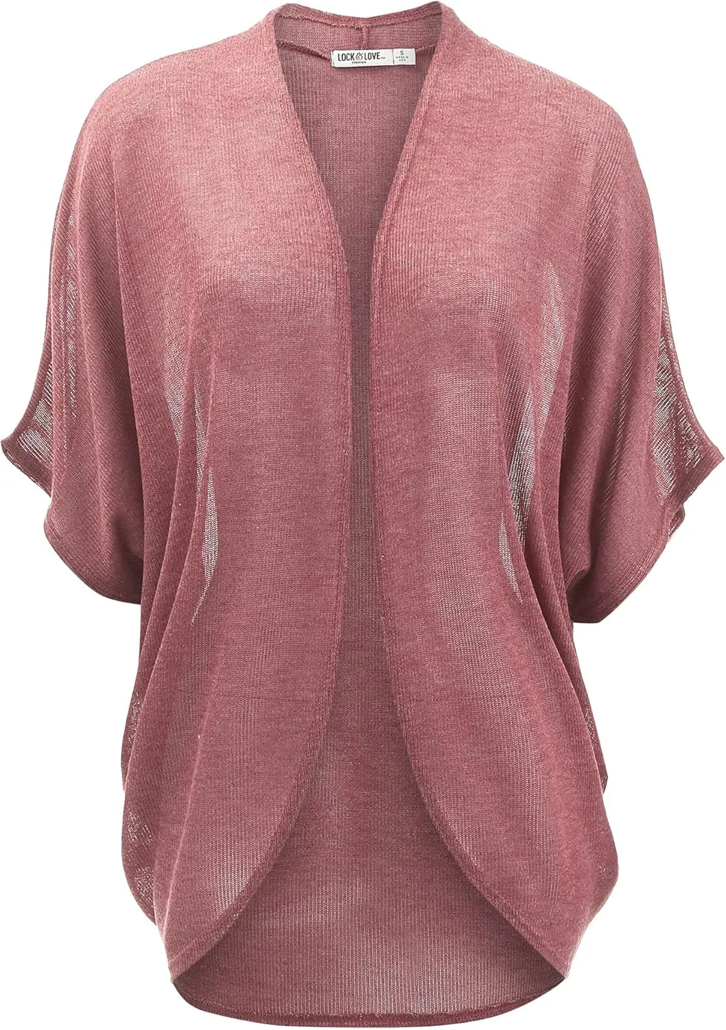 Lock and Love Kimono Style Women's Short Sleeve Open-Front Batwing Cardigan Loose fit