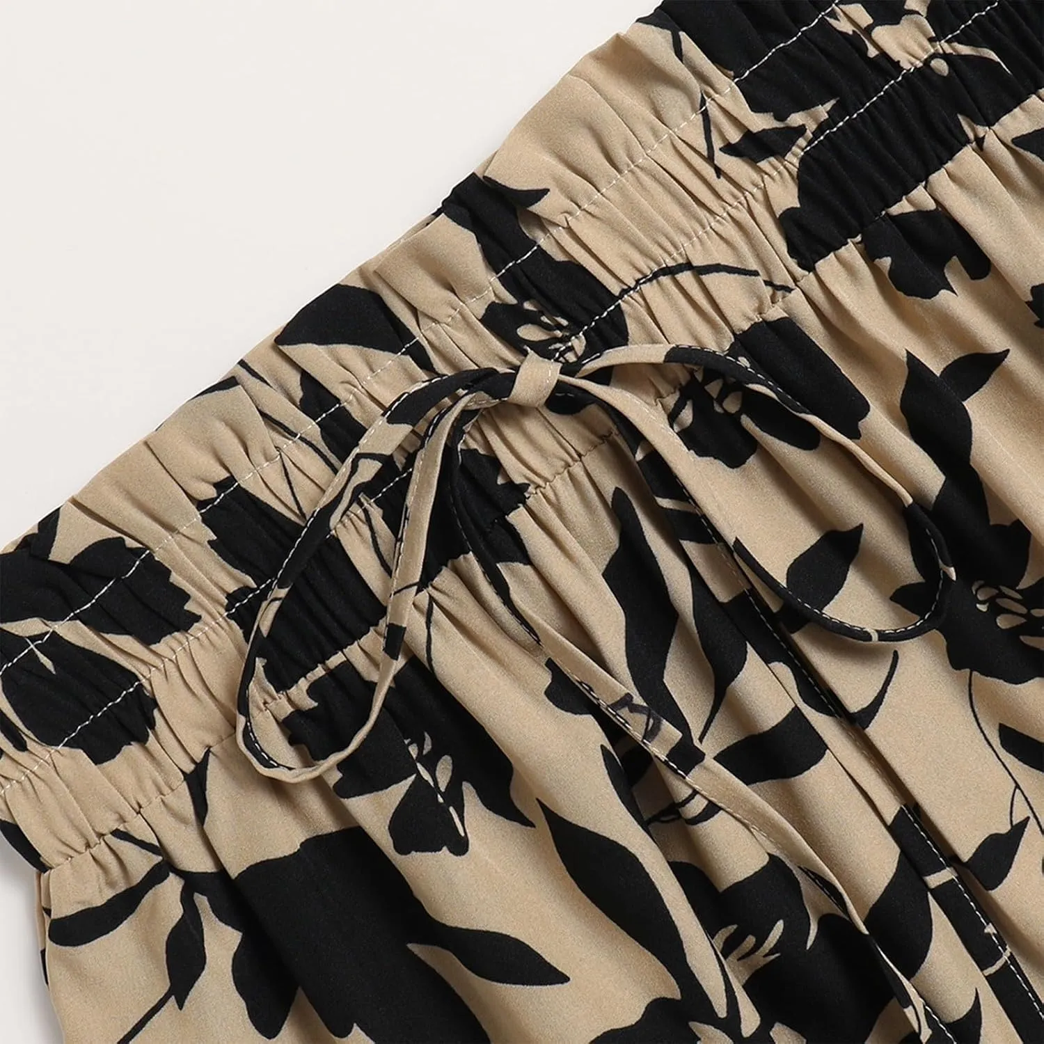 Long Skirts for Women Trendy Flowy Floral Midi Skirt Summer Elastic High Waisted Ruffle Tiered Renaissance Skirt
