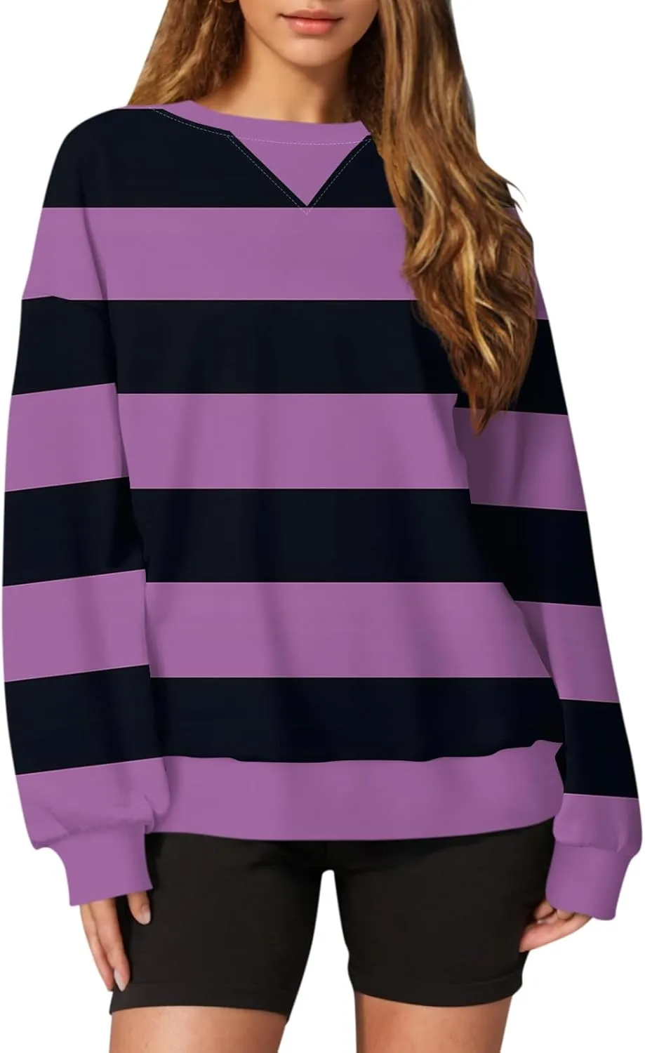 Long Sleeve Shirts For Women Trendy Fall Fashion Tops Round Neck Drop Shoulder Womens Casual Sweatshirt Pullover Tops