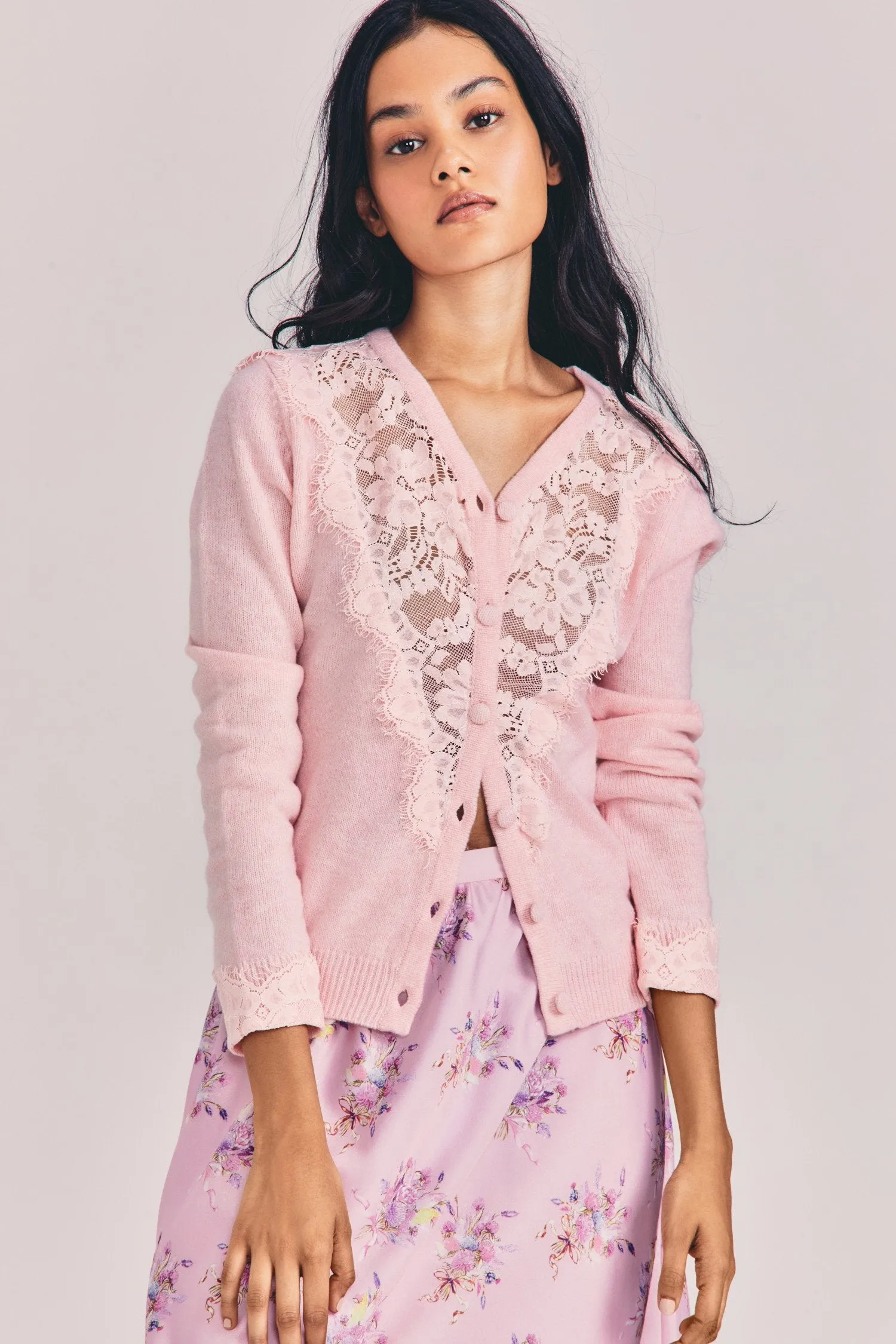 Love Shack Fancy - Brandie Cardigan in Blush Tutu