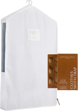 Luxury Organic Cotton Short Hanging Garment Bag & Moth Monitoring Trap