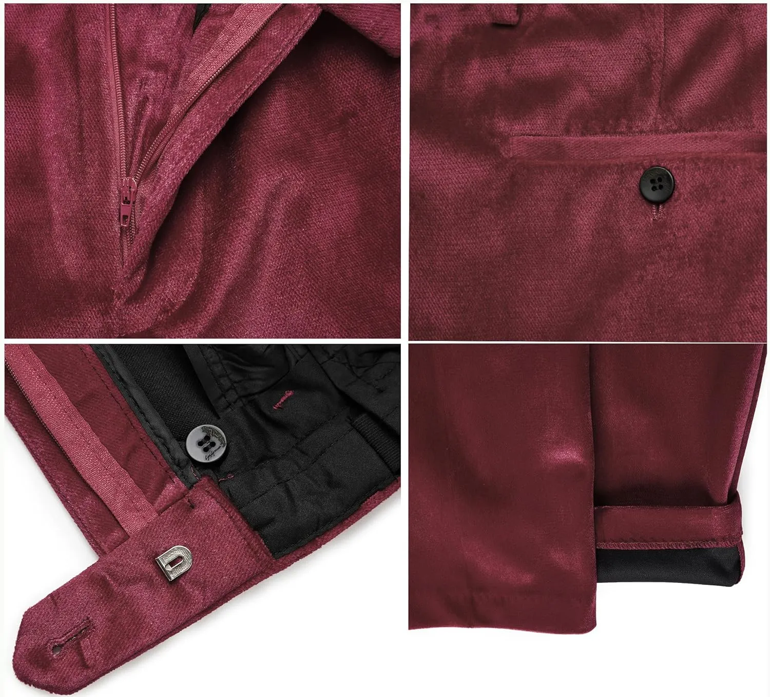MAGE MALE Men's 2 Piece Velvet Suit One Button Tuxedo Slim Fit Luxurious Blazer Party Dinner Jacket & Pants