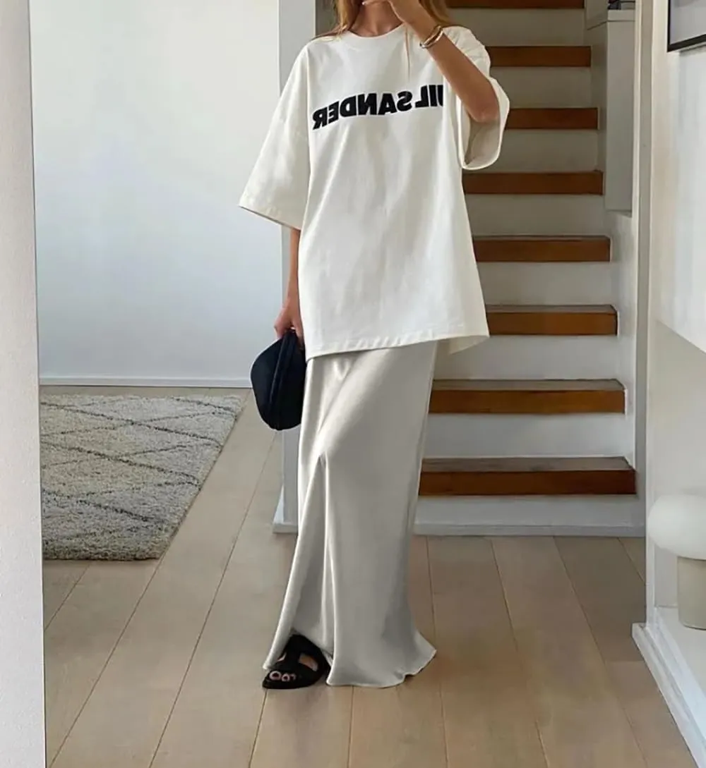 Meladyan Woman Drawstring High Elastic Waist Maxi Long Skirt A Line Flare Solid Slim Fitted Going Out Casual Midi Skirts