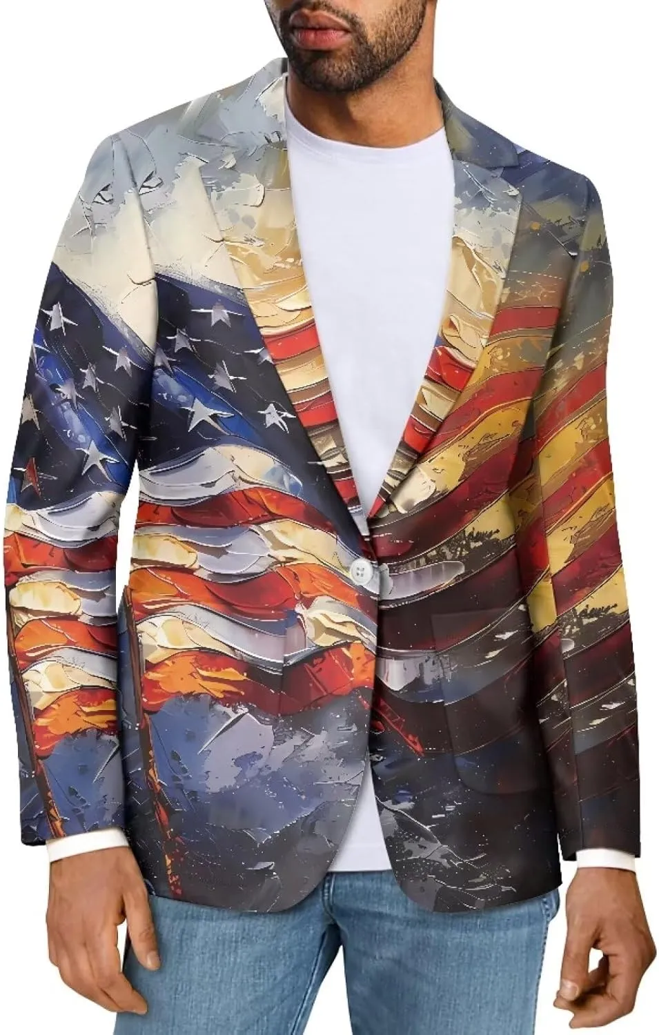 Men's Casual Blazer Long Sleeve Suit Jackets Sports Coats One Button Business Jacket with Pocket S-5XL