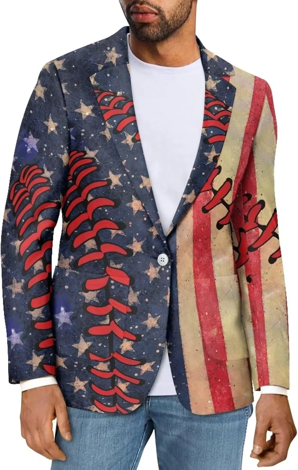 Men's Casual Blazer Long Sleeve Suit Jackets Sports Coats One Button Business Jacket with Pocket S-5XL
