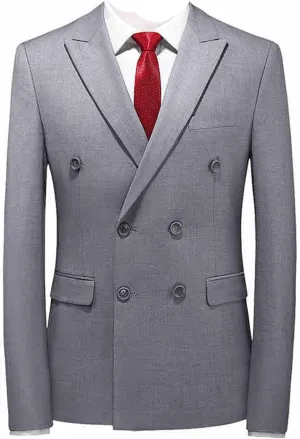 Mens Double Breasted Blazer Slim Fit Casual Suit Jacket Lightweight Business Prom Sport Coats