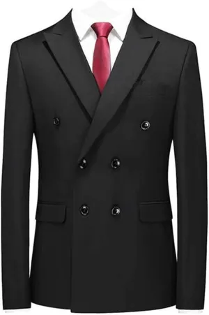 Mens Double Breasted Blazer Slim Fit Casual Suit Jacket Lightweight Business Prom Sport Coats
