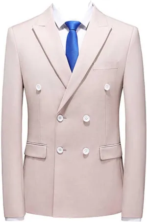 Mens Double Breasted Blazer Slim Fit Casual Suit Jacket Lightweight Business Prom Sport Coats