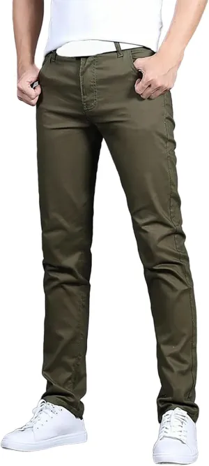 Mens Dress Slacks Plain Straight Leg Casual Pants Outdoor Trendy Open Bottom Summer Fashion Trousers with Pockets