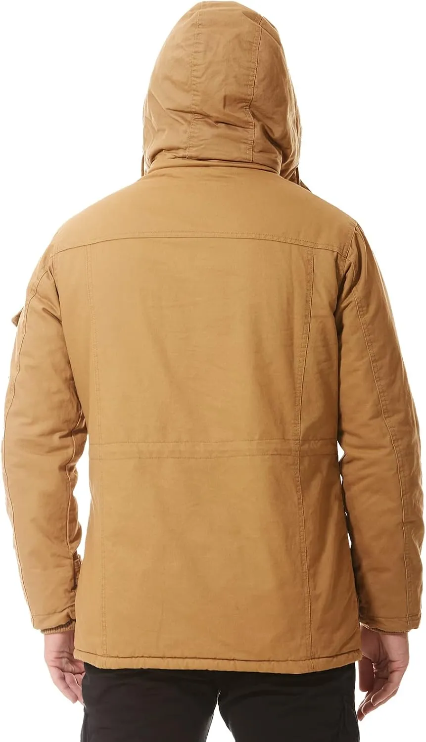 Mens Jacket Winter Casual Fleece Lined Cotton Thick Military Tactical Hooded Work Coats with Cargo Pockets