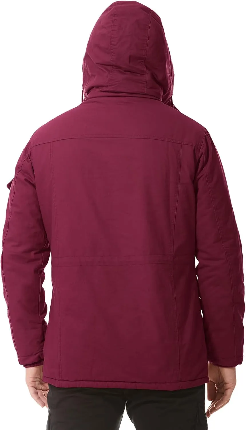 Mens Jacket Winter Casual Fleece Lined Cotton Thick Military Tactical Hooded Work Coats with Cargo Pockets