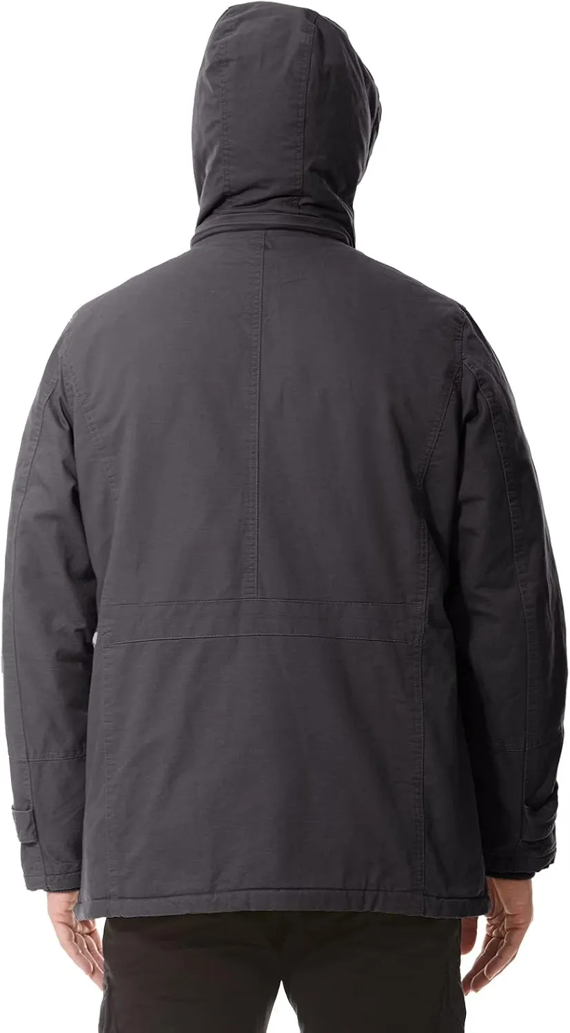 Mens Jacket Winter Casual Fleece Lined Cotton Thick Military Tactical Hooded Work Coats with Cargo Pockets