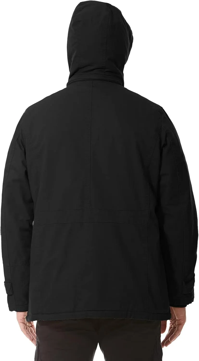 Mens Jacket Winter Casual Fleece Lined Cotton Thick Military Tactical Hooded Work Coats with Cargo Pockets