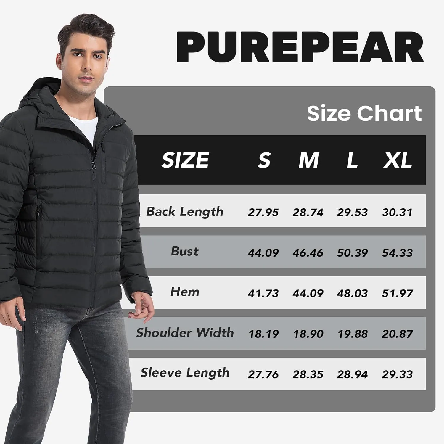 Men's Lightweight Packable Down Jacket Water-Resistant Winter Puffer Jackets with Hood