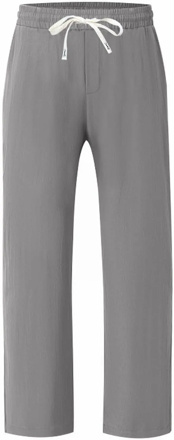 Men's Linen Pants 2 Pack Casual Pant Multipack Summer Outdoor Vacation Beach Trousers Open Bottom Slacks with Pockets