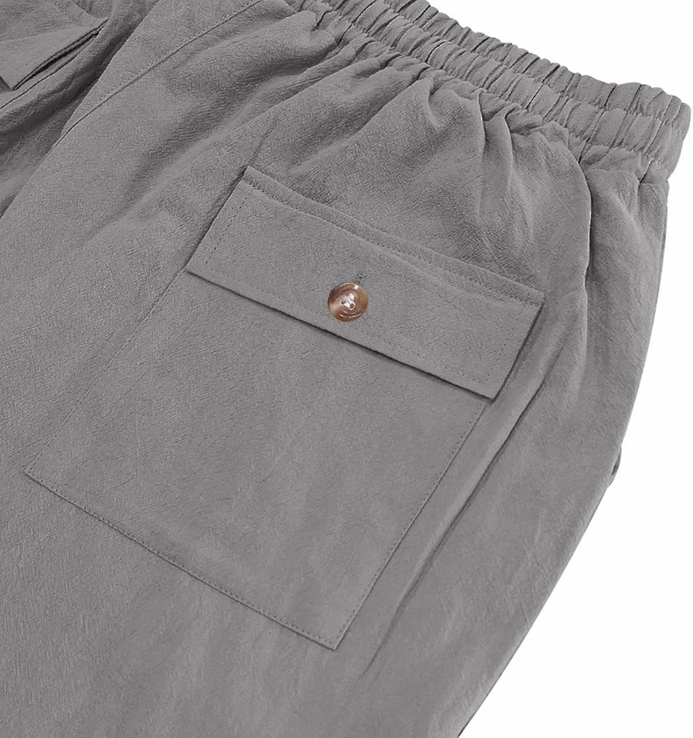 Men's Linen Pants 2 Pack Casual Pant Multipack Summer Outdoor Vacation Beach Trousers Open Bottom Slacks with Pockets