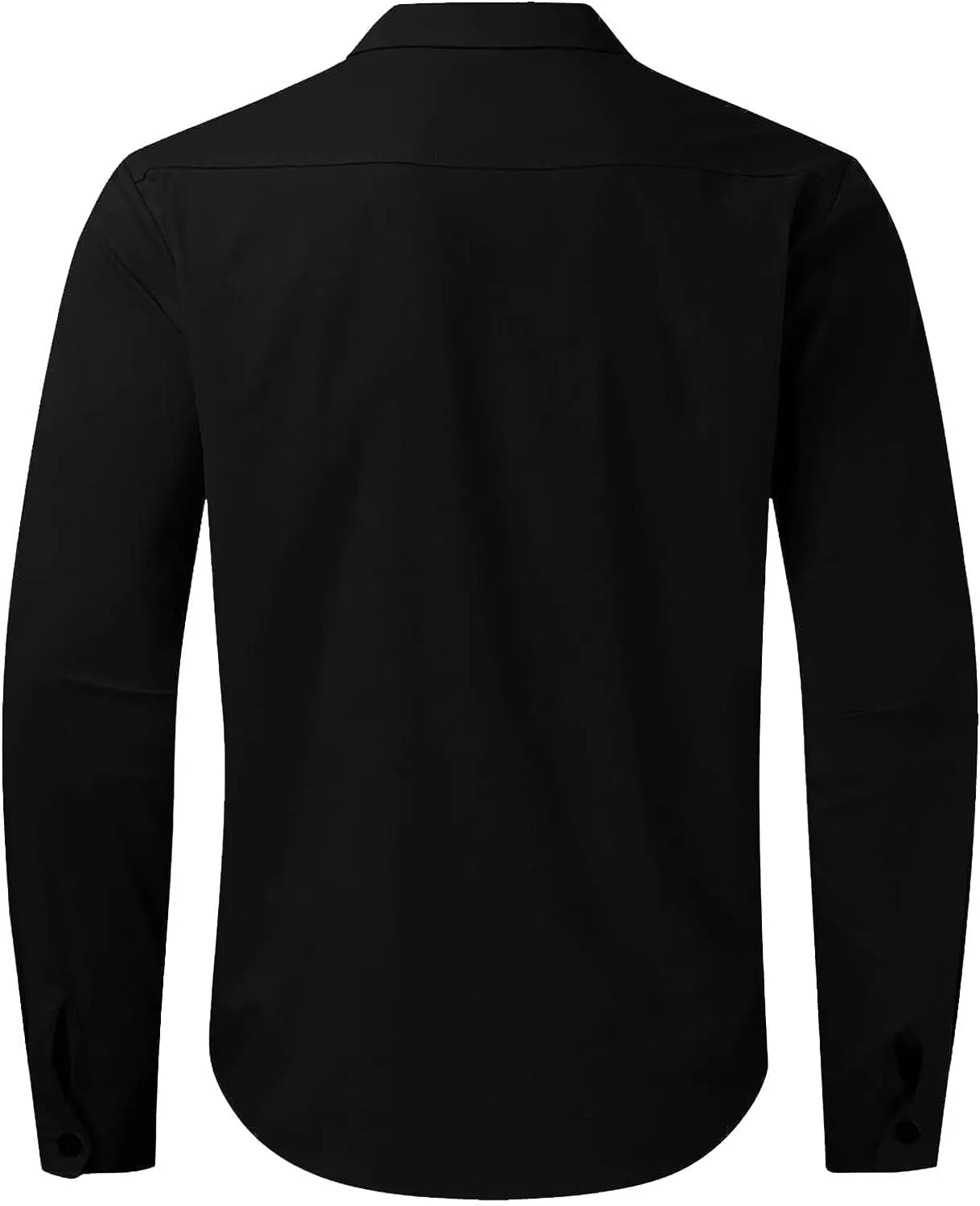Mens Long Sleeve Linen Shirt Button up Loose fit Vintage Shirts Banded Collar high Elastic Tops Henley Shirt