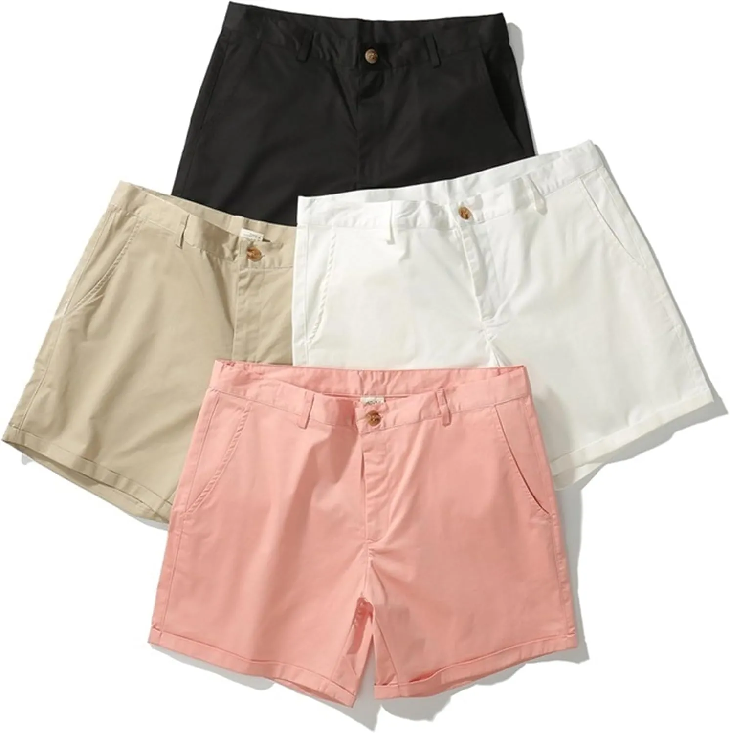 Men's Slim-Fit 5" Flat-Front Comfort Stretch Chino Lightweight Short with Pockets Summer Casual Shorts for Men