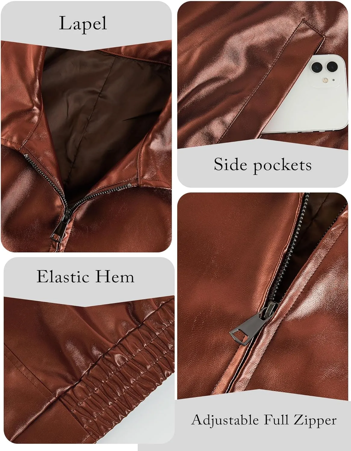 Miladusa Womens Oversized Leather Jackets Faux Casual Zip Up Trendy Bomber Motorcycle Jacket with Pockets S-XL