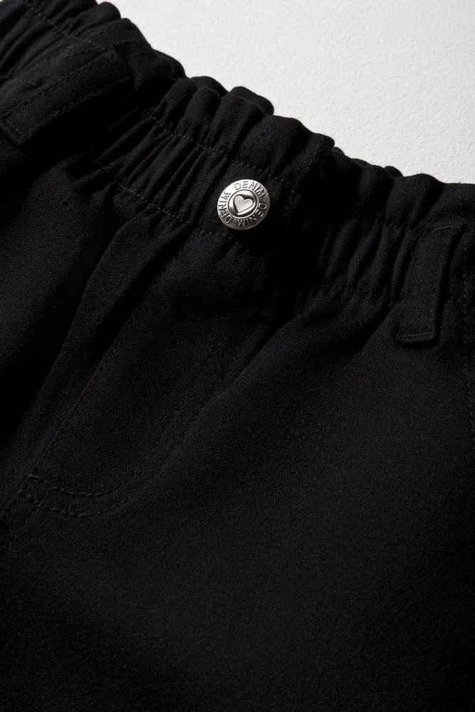 Mini Mom Paperbag Denim Jeans Black