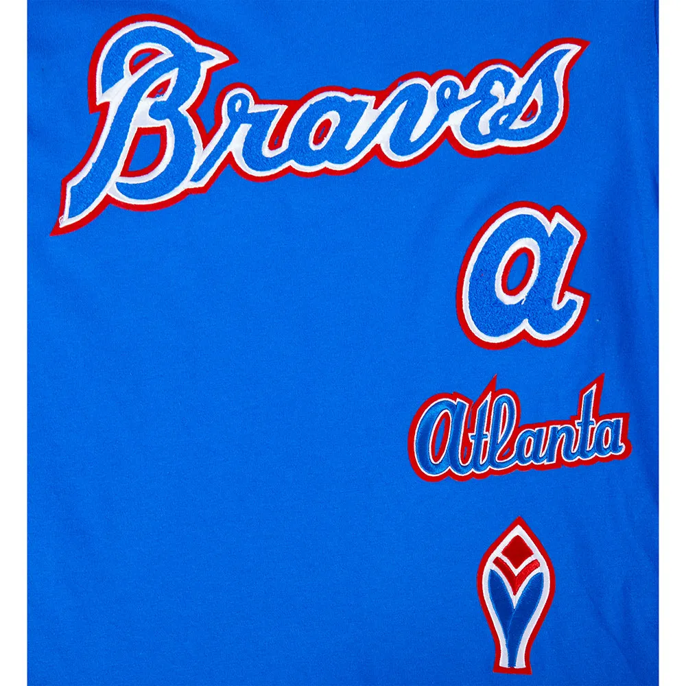 MLB ATLANTA BRAVES RETRO CLASSIC BIG BOYS SHORT SLEEVE STRIPED RIB TOP (ROYAL BLUE/RED)