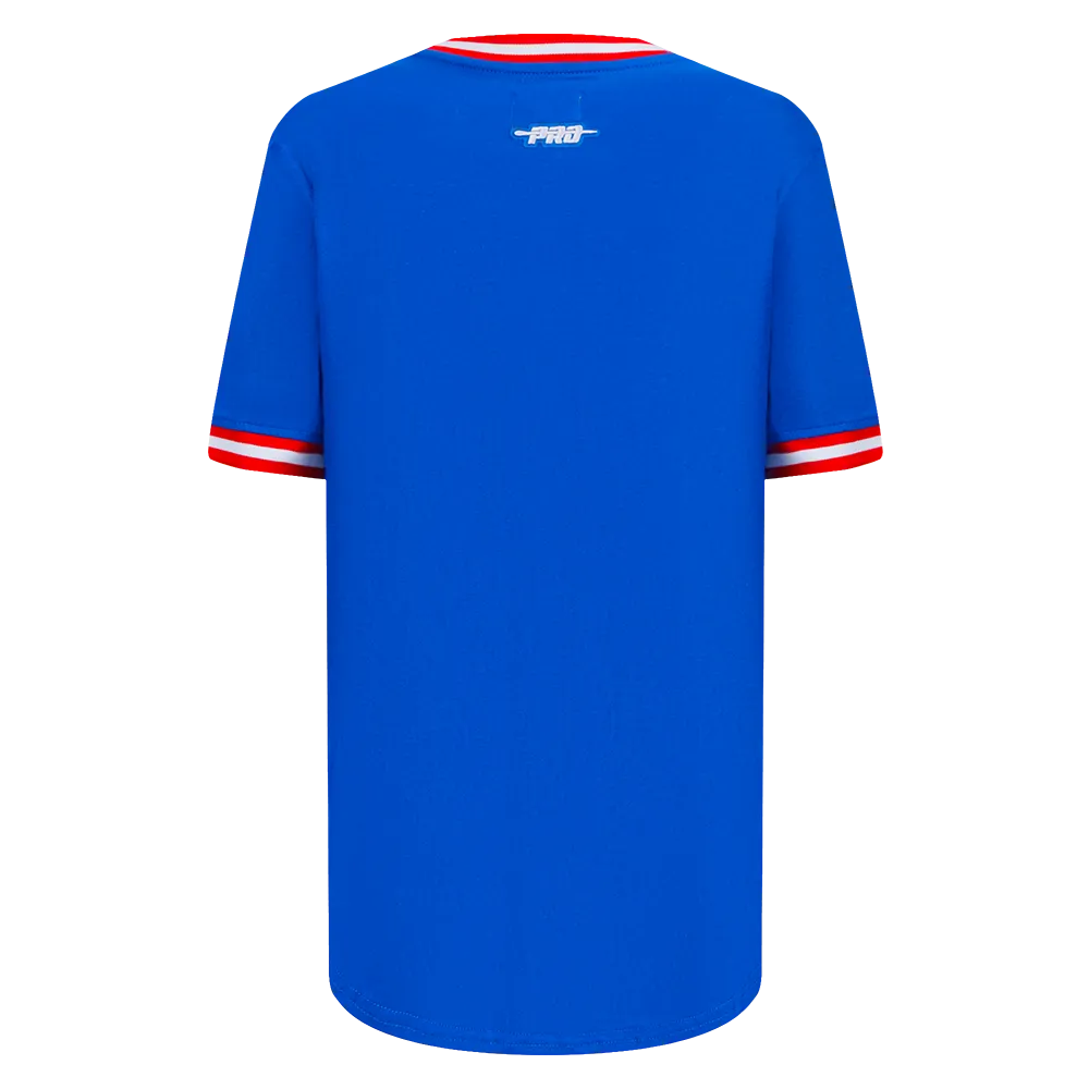MLB ATLANTA BRAVES RETRO CLASSIC BIG BOYS SHORT SLEEVE STRIPED RIB TOP (ROYAL BLUE/RED)