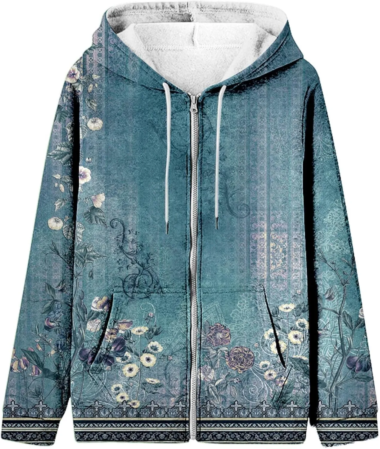 Muyise Women's Oversized Sweatshirt Full Zip Up Hoodie Long Sleeve Casual Drawstring Hooded Jackets Trendy Fall Outfits