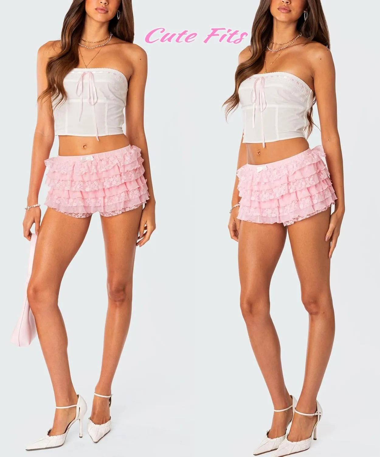 Navneet Women Y2K Lolita Bloomers Lace Ruffle Booty Mini Shorts Sexy Coquette Boy Shorts