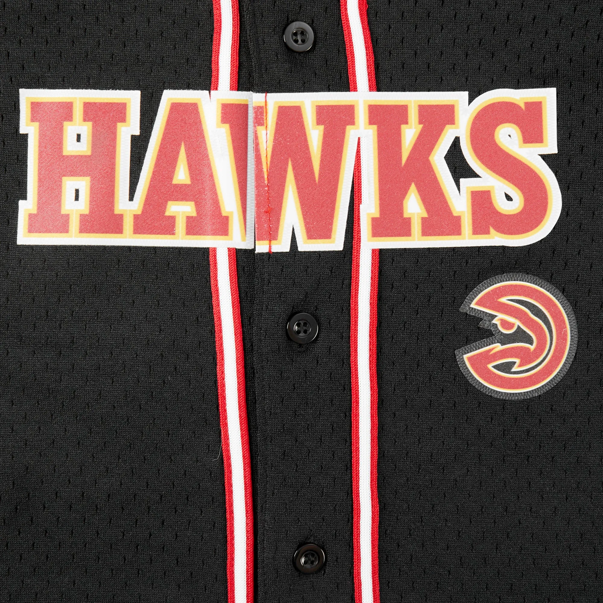 NBA ATLANTA HAWKS CLASSIC LITTLE BOYS MESH BUTTON DOWN SHIRT (BLACK/RED)