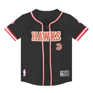 NBA ATLANTA HAWKS CLASSIC LITTLE BOYS MESH BUTTON DOWN SHIRT (BLACK/RED)