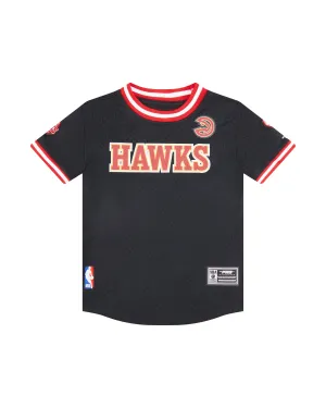 NBA ATLANTA HAWKS CLASSIC LITTLE BOYS SHORT SLEEVE MESH TEE (BLACK/RED)