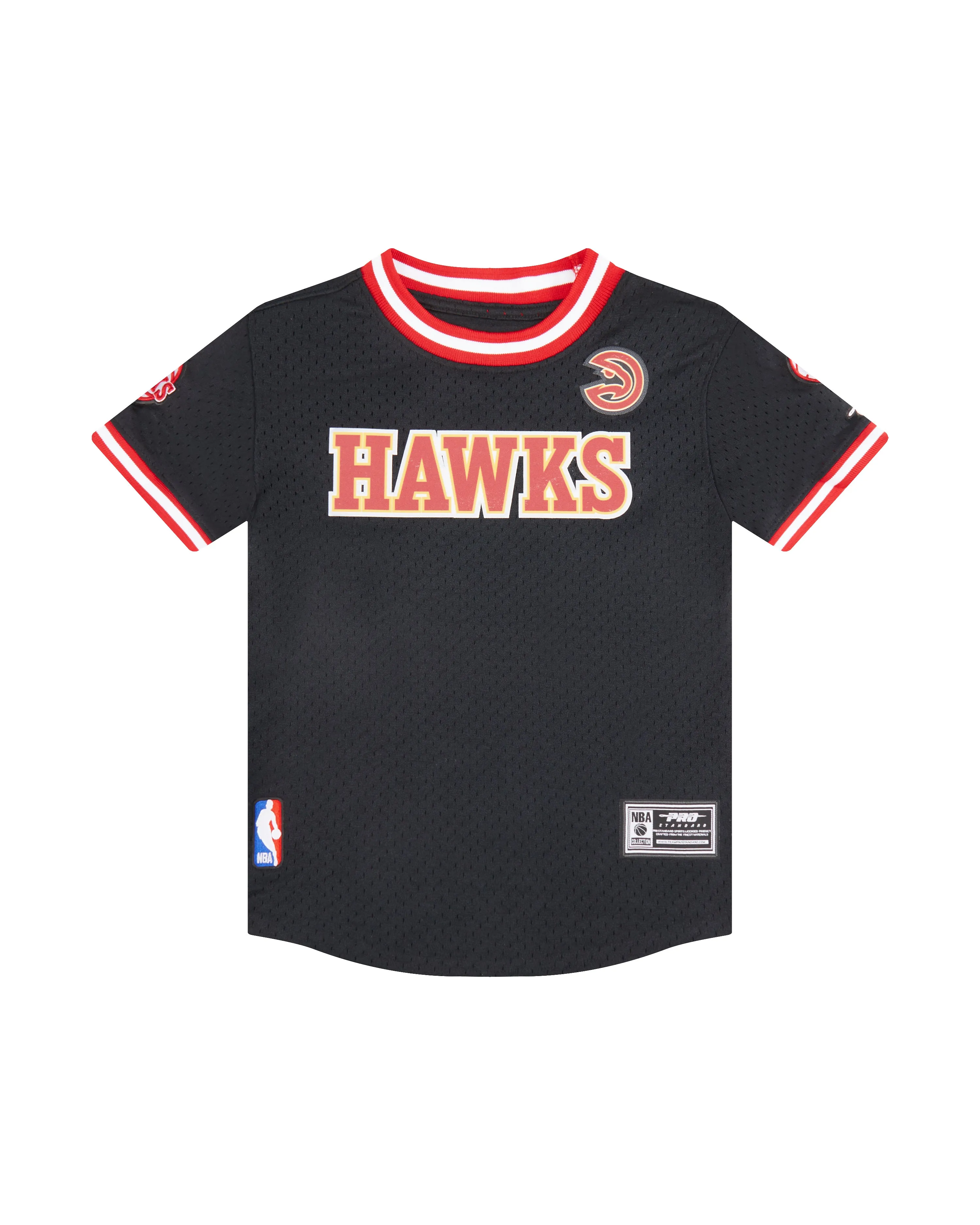 NBA ATLANTA HAWKS CLASSIC LITTLE BOYS SHORT SLEEVE MESH TEE (BLACK/RED)