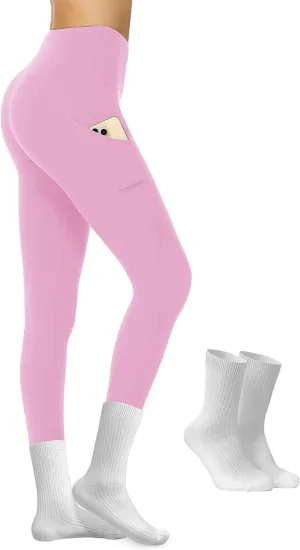 Opuntia High Waisted Workout Yoga Legging with Pockets - Soft Thick Yoga Pants Comfy Stretch Casual Black Green Pink Pants