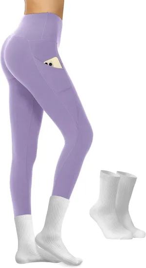 Opuntia High Waisted Workout Yoga Legging with Pockets - Soft Thick Yoga Pants Comfy Stretch Casual Black Green Pink Pants