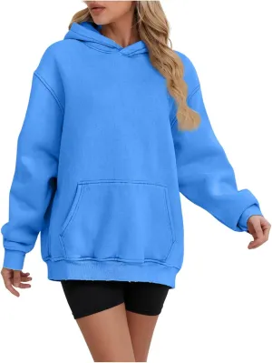 Oversized Hoodies for Women Trendy Plus Size Long Sleeve Solid Sweatshirt Loose Casual Comfy Pullover Top with Pocket