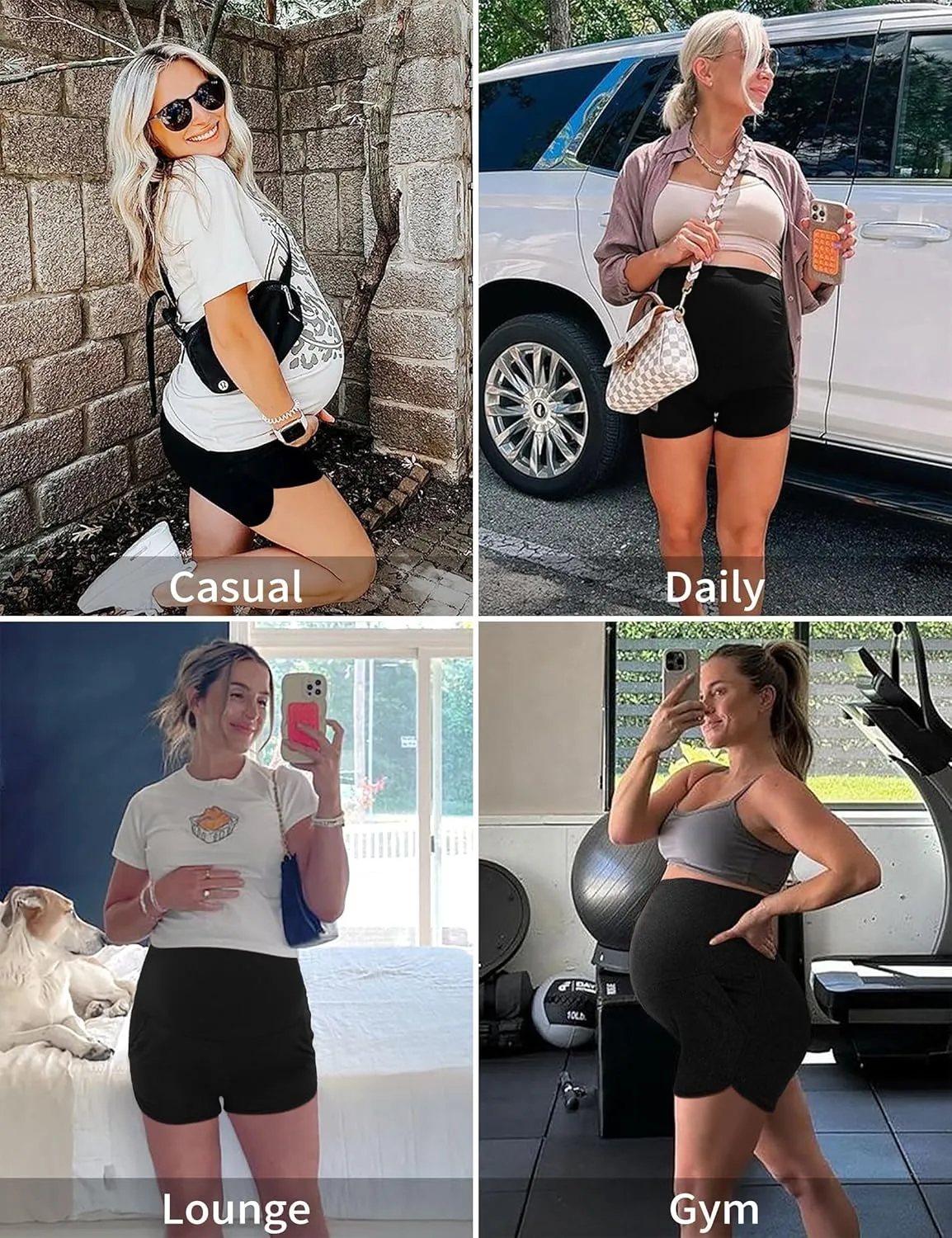 Peauty Maternity Shorts Over The Belly with Pockets, Pregnancy Lounge Shorts, Before, During After Pregnancy