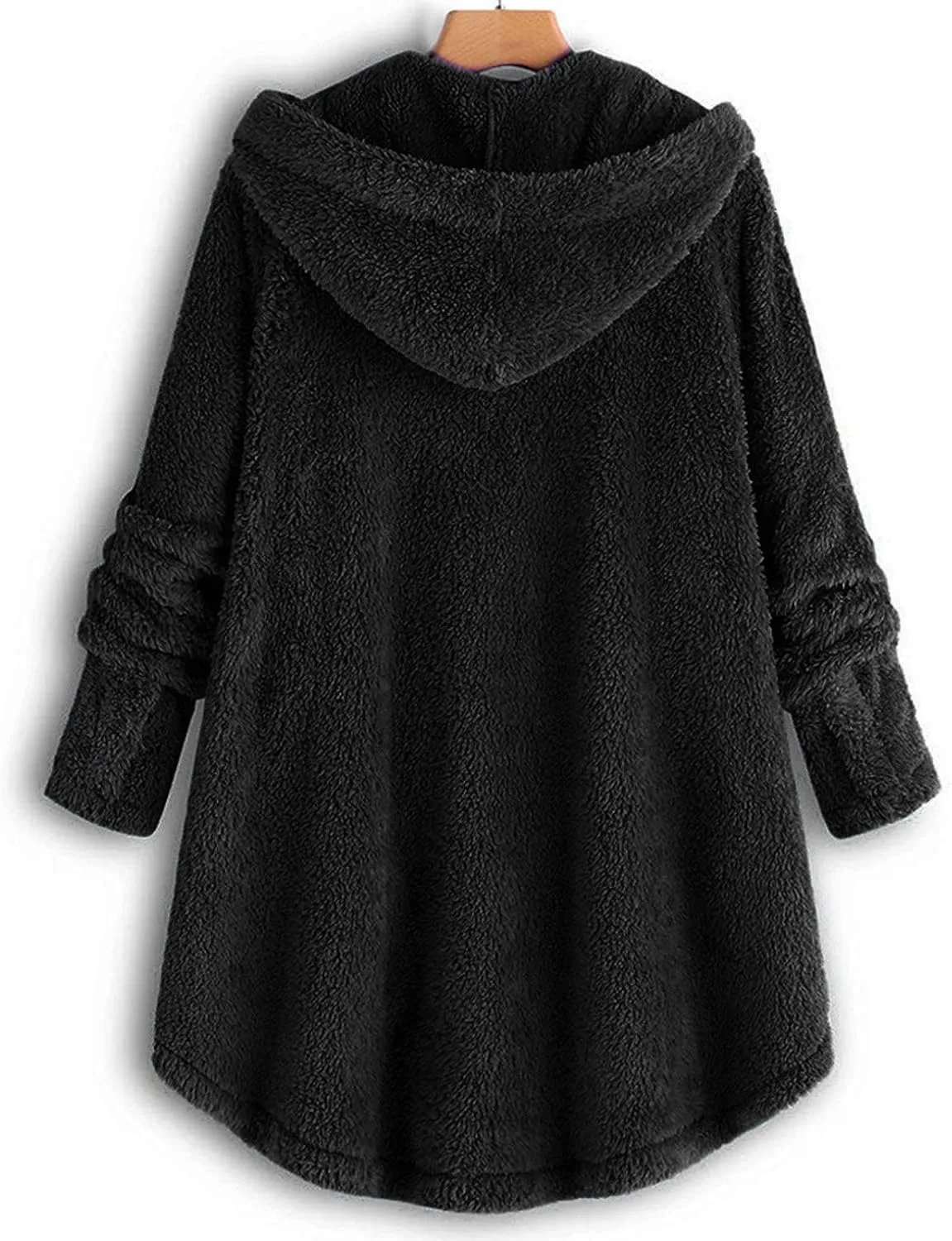 Plus Size Cardigan for Women Loose Button Down Hooded Sweater Long Sleeve Solid Fuzzy Jacket Coat 2024 Fall Winter