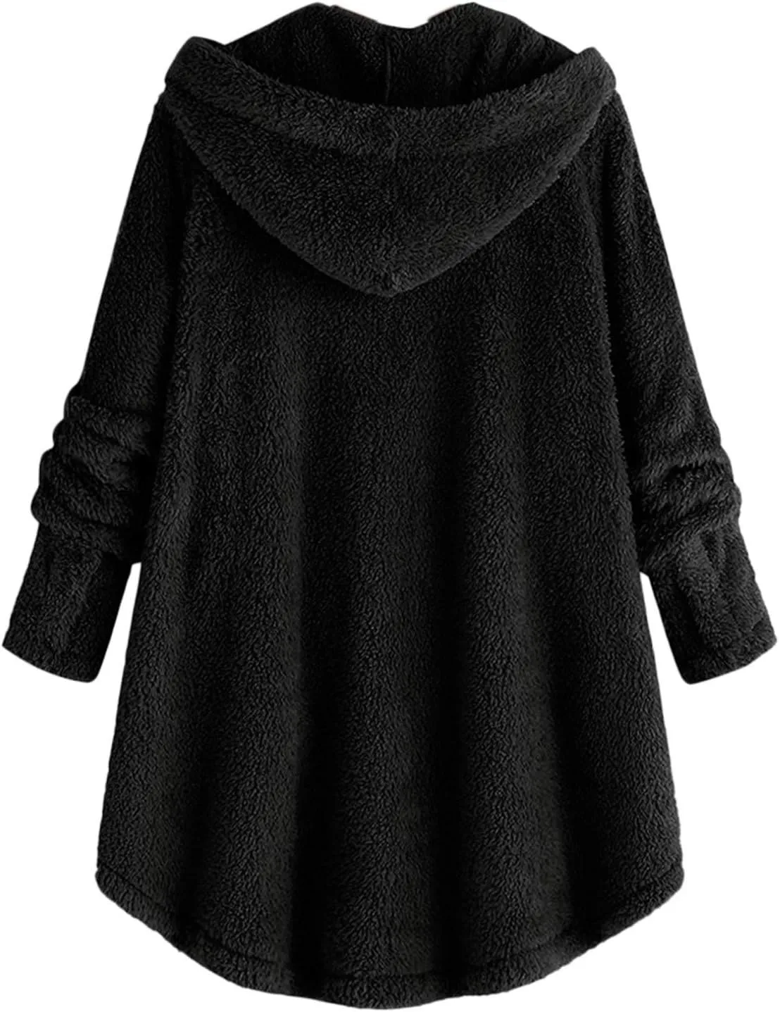 Plus Size Cardigan for Women Loose Button Down Hooded Sweater Long Sleeve Solid Fuzzy Jacket Coat 2024 Fall Winter