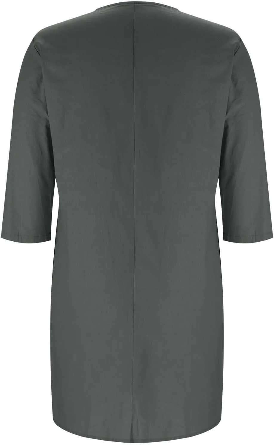 Plus Size Cotton Linen Dress Women's Summer Loose V Neck Vintage 3/4 Sleeve Baggy Lightweight Casual Solid Midi Dress