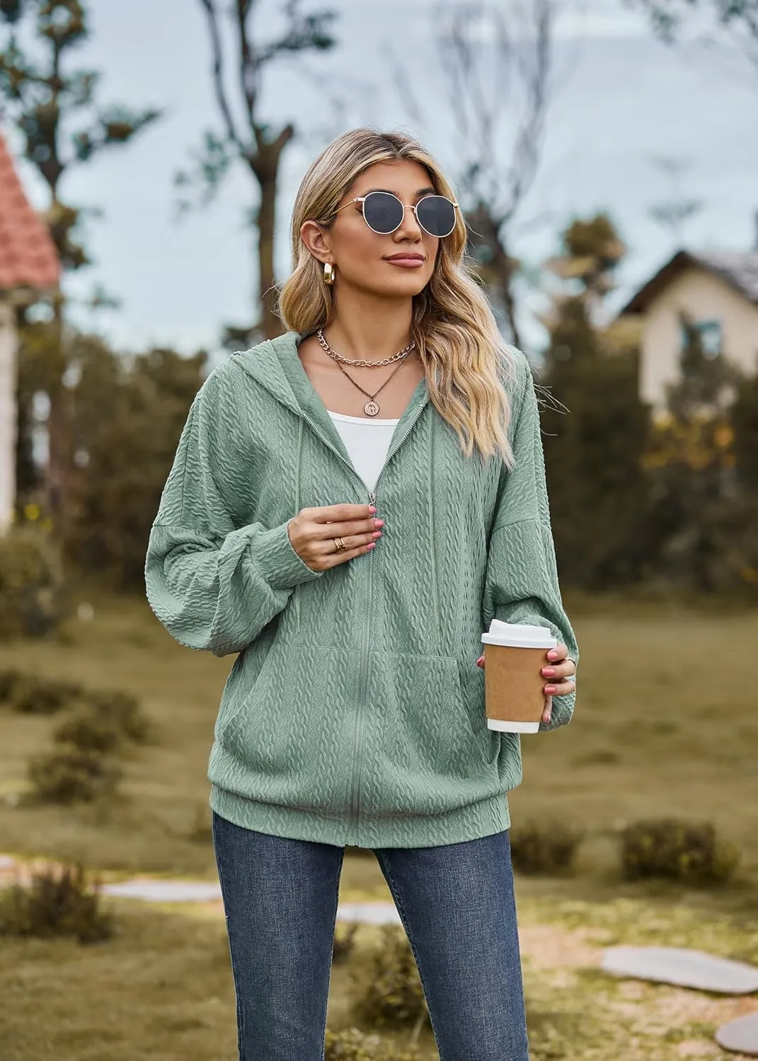 Plustrong Womens Zip Up Hoodies Long Sleeve Casual Oversized Sweatshirts Jackets with Pockets