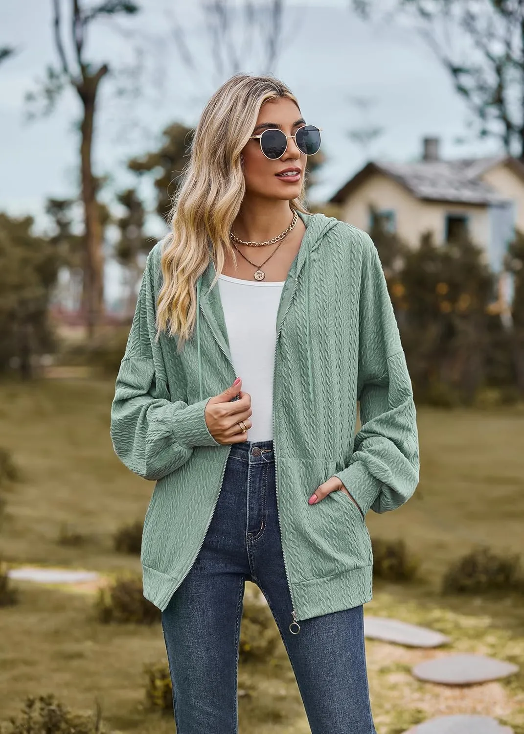 Plustrong Womens Zip Up Hoodies Long Sleeve Casual Oversized Sweatshirts Jackets with Pockets