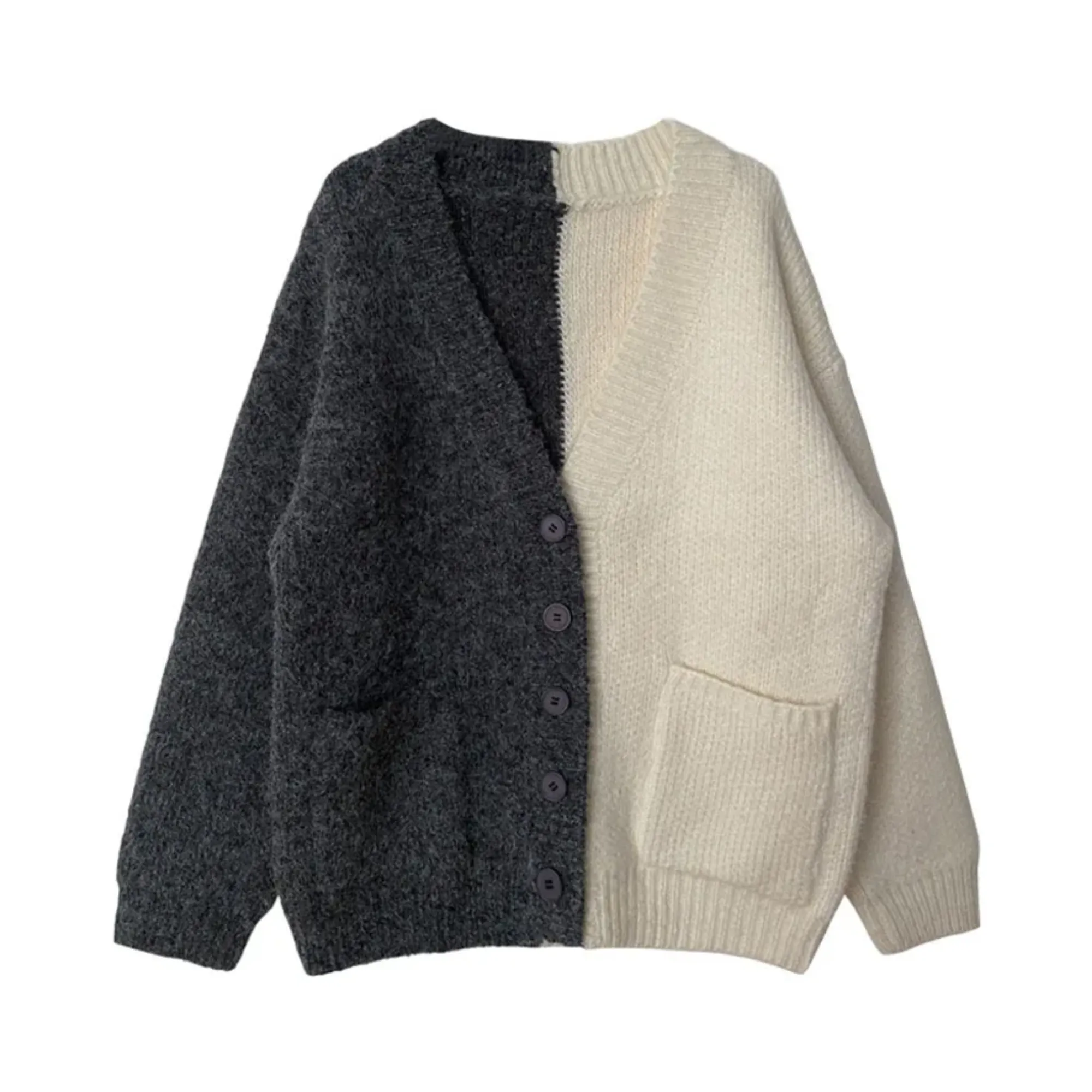 Pre Order:  Two-Tone Wool Blend Cardigan