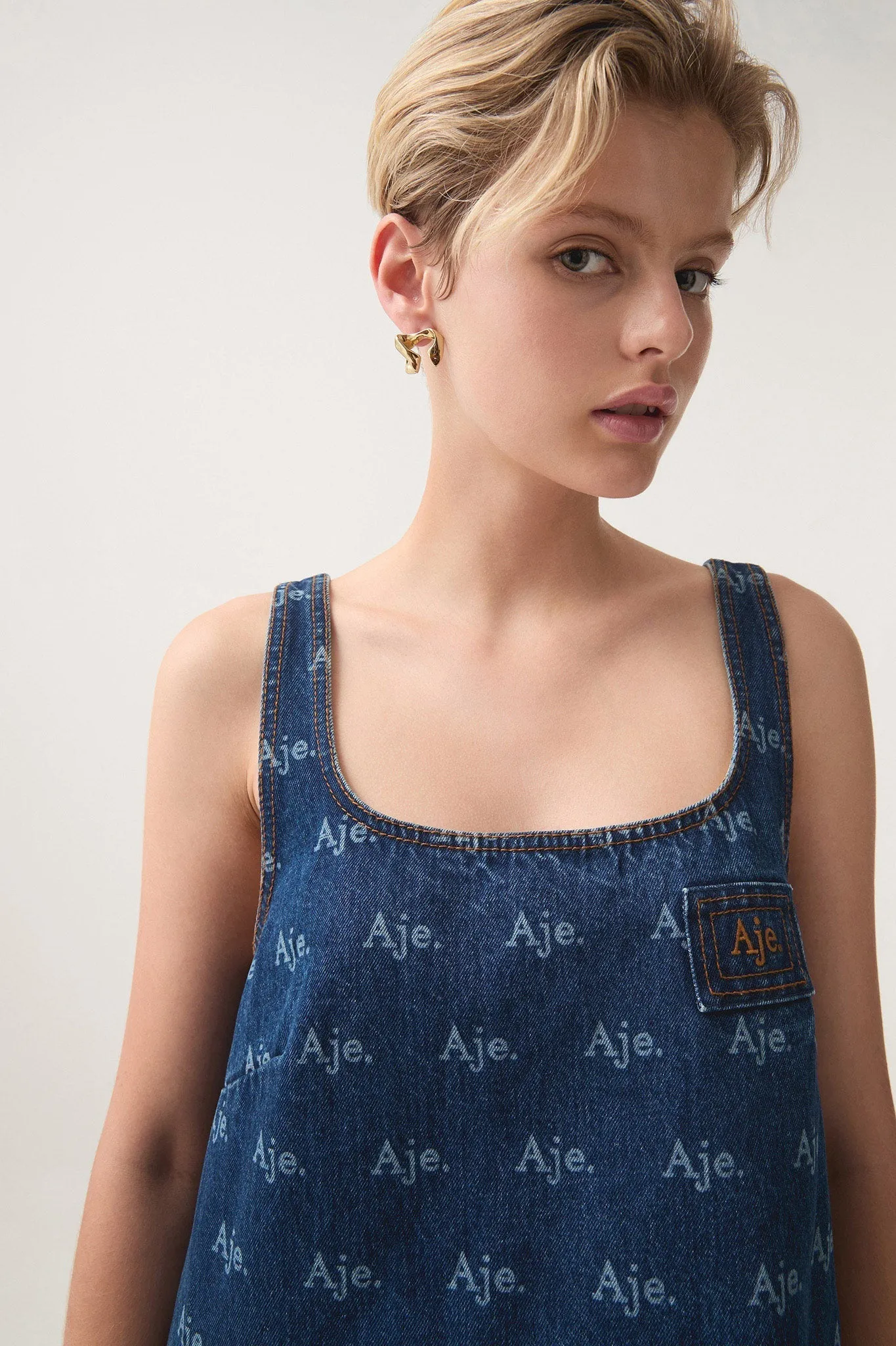 Ratio Logo Denim Mini Dress
