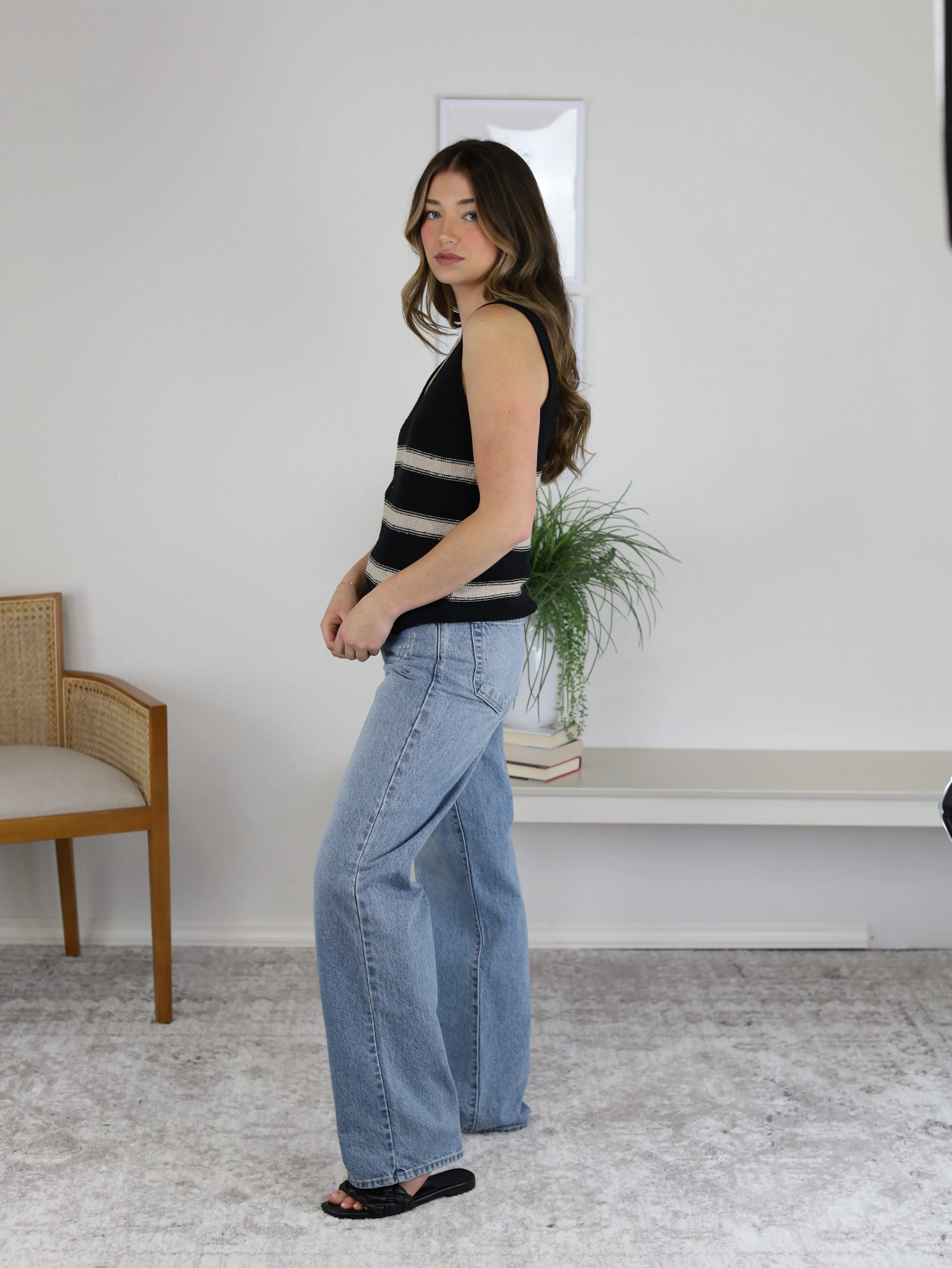 Relaxed Non-Stretch Straight Denim - Sale