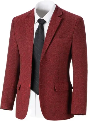 Retro Tweed Men's Suit Jackets Herringbone Slim Fit Sport Coats Blazer Prom Business Casual Men Tux Jacket Wedding Blazers